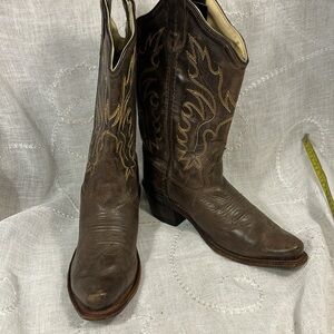 Old West leather sole kids cowboy boot